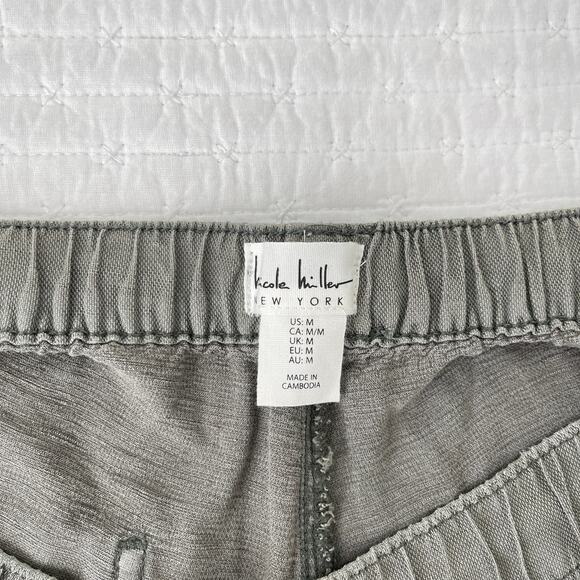 New Nicole Miller Linen Capri Drawstring Cargo Pants in Dark Olive Green Size M - Picture 3 of 6